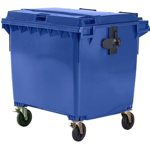 Afvalcontainer van kunststof, DIN EN 840, inhoud 1100 l, b x h x d = 1370 x 1470 x 1115 mm, blauw, vanaf 5 stuks