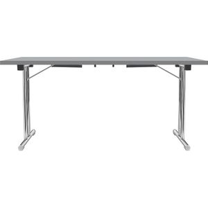 Inklapbare tafel met dubbel T-vormig onderstel, frame van staalbuis, verchroomd, lichtgrijs/antraciet, b x d = 1400 x 700 mm