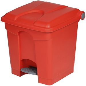 Afvalverzamelaar met pedaal, inhoud 30 l, b x h x d = 410 x 435 x 400 mm, rood