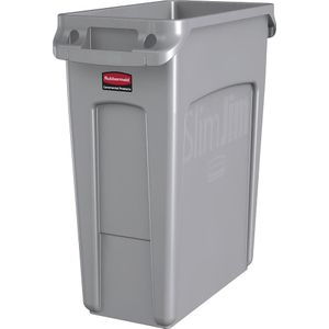 Rubbermaid Verzamelaar voor kringloopmateriaal/afvalbak SLIM JIM®, volume 60 l, met ventilatiekanalen, grijs