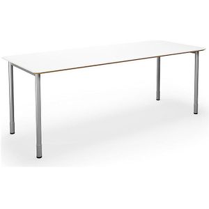 Multifunctionele tafel DUO-C Trend, recht blad, afgeronde hoeken, b x d = 1800 x 800 mm, wit, zilver