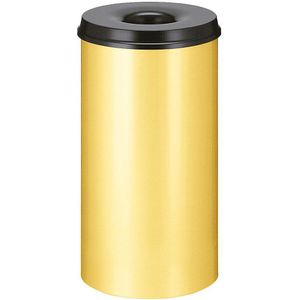 Veiligheidsprullenbak, staal, zelfdovend, inhoud 50 l, h x Ø = 625 x 335 mm, bak geel / zelfdovend deksel zwart