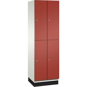 C+P Lockerkast met twee verdiepingen Cambio, 2 compartimenten, kastframe zuiverwit / deur vuurrood, breedte 600 mm