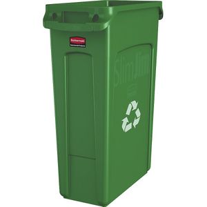 Rubbermaid Verzamelaar voor kringloopmateriaal/afvalbak SLIM JIM®, volume 87 l, met ventilatiekanalen, groen met recyclingssymbool