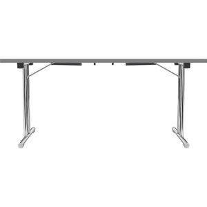 Inklapbare tafel met dubbel T-vormig onderstel, frame van staalbuis, verchroomd, wit/antraciet, b x d = 1400 x 700 mm