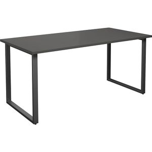 Multifunctionele tafel DUO-O, recht blad, b x d = 1600 x 800 mm, donkergrijs, zwart