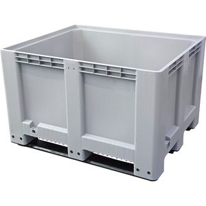 Industriële box, 3 sleeplatten, grijs