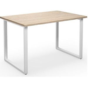 Multifunctionele tafel DUO-O, recht blad, b x d = 1200 x 800 mm, eikenhout, wit