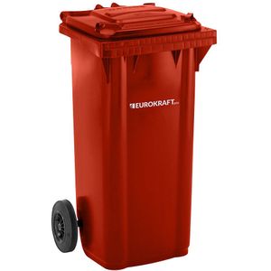 eurokraft pro Vuilniston van kunststof DIN EN 840, inhoud 120 l, b x h x d = 505 x 1005 x 555 mm, rood, vanaf 5 stuks