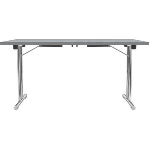Inklapbare tafel met dubbel T-vormig onderstel, frame van staalbuis, verchroomd, lichtgrijs/antraciet, b x d = 1200 x 600 mm