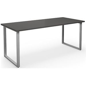 Multifunctionele tafel DUO-O, recht blad, b x d = 1800 x 800 mm, donkergrijs, zilverkleurig
