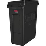 Rubbermaid Verzamelaar voor kringloopmateriaal/afvalbak SLIM JIM®, volume 87 l, met ventilatiekanalen, zwart, vanaf 10 stuks