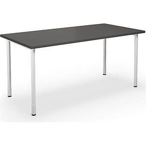 Multifunctionele tafel DUO-C, recht blad, b x d = 1600 x 800 mm, donkergrijs, wit