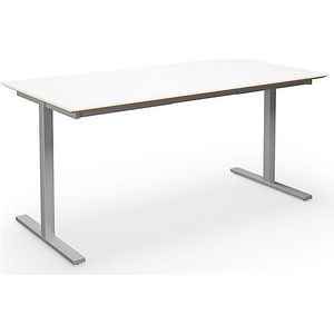 Multifunctionele tafel DUO-T Trend, recht blad, b x d = 1400 x 800 mm, wit, zilver