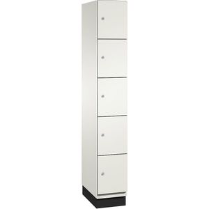 C+P Vijfvoudige locker Cambio, 1 compartiment, zuiver wit / wit, HPL-deur, b = 300 mm, 5 vakken