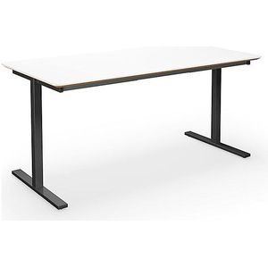 Multifunctionele tafel DUO-T Trend, recht blad, afgeronde hoeken, b x d = 1400 x 800 mm, wit, zwart