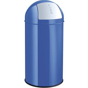 helit Push-afvalbak van staal, inhoud 50 l, h x Ø = 745 x 360 mm, blauw