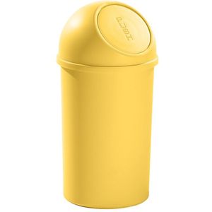 helit Push-afvalbak van kunststof, inhoud 25 l, VE = 3 stuks, h x Ø = 615 x 315 mm, geel