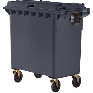 Afvalcontainer van kunststof, DIN EN 840, inhoud 770 l, b x h x d = 1360 x 1330 x 770 mm, antraciet, vanaf 5 stuks