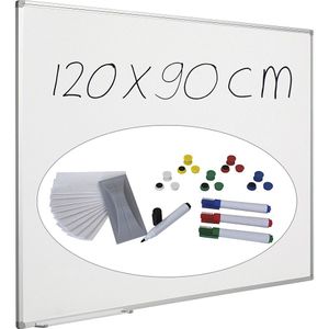 eurokraft pro Whiteboard-set Economy, plaatstaal, gelakt, b x h = 1200 x 900 mm