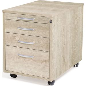 Verrijdbaar ladeblok Miami, 4 laden, h x b x d = 550 x 420 x 600 mm, eikenhout