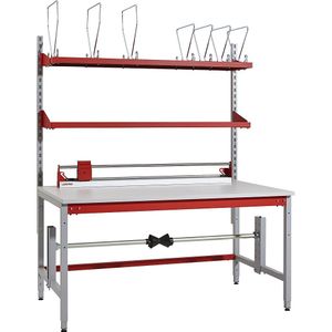 Complete paktafel BASIC, met rondhouten, kartonnen tijdschriftenplank, archiveringsbord, snijder en dispenser, h x b x d = 780 x 1600 x 900 mm
