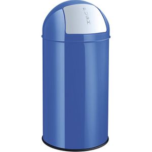 helit Push-afvalbak van staal, inhoud 30 l, h x Ø = 650 x 300 mm, blauw