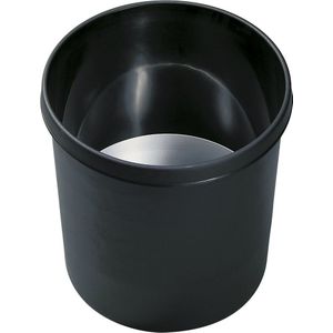 helit Zelfdovende prullenbak, inhoud 18 l, h x Ø = 310 x 295 mm, zwart, met aluminium inzetstuk, VE = 5 stuks