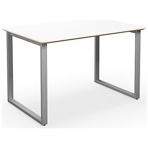 Multifunctionele tafel DUO-O Trend, recht blad, afgeronde hoeken, b x d = 1200 x 800 mm, wit, zilver