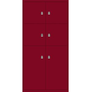 BISLEY LateralFile™ Lodge, met 6 lockers, hoogte 4 x 375 mm, 2 x 755 mm, kardinaalrood