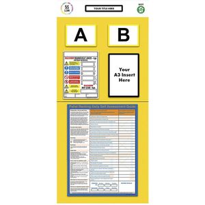 Stelling-informatiebord dubbele markering, evaluatie, h x b = 2000 x 900 mm, geel