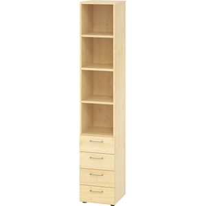 eurokraft pro RENATUS - Stellingkast, 3 legborden / 4 laden, ahornhoutdecor