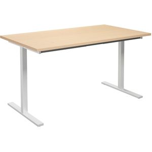 Multifunctionele tafel DUO-T, recht blad, b x d = 1400 x 800 mm, berkenhout, wit