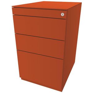 BISLEY Staand ladeblok Note™, met 2 universele laden, 1 hangmappenlade, met top, diepte 565 mm, oranje