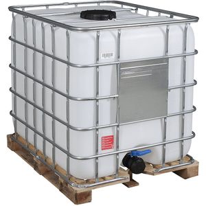 IBC-container RECOBULK, inhoud 1000 l, op houten pallet, DN-opening 225 mm / DN-uitlaat 80 mm