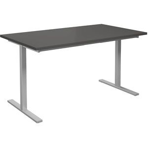 Multifunctionele tafel DUO-T, recht blad, b x d = 1400 x 800 mm, donkergrijs, zilverkleurig