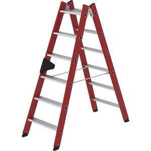 MUNK Kunststof ladder, met geprofileerde aluminium treden, 2 x 6 treden