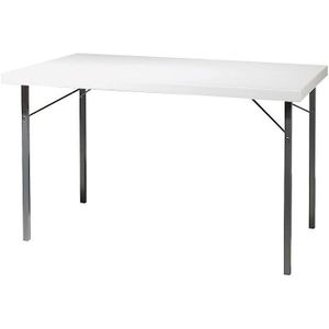 Inklapbare tafel, frame van metaal, aluminiumzilver, b x d = 1200 x 800 mm, wit laminaatblad