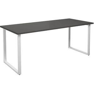 Multifunctionele tafel DUO-O, recht blad, b x d = 1800 x 800 mm, donkergrijs, wit