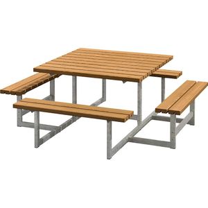 Zitbank voor groepen van 8 personen, l x d = 2000 x 2000 mm, teak