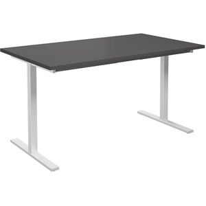 Multifunctionele tafel DUO-T, recht blad, b x d = 1400 x 800 mm, donkergrijs, wit