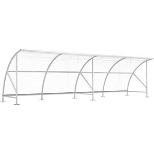 WSM Fietsoverkapping, van polycarbonaat, b x d = 8250 x 2100 mm, zilver