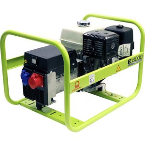 Pramac Stroomgenerator E-serie, benzine, 400 / 230 V, E 8000 - benzine, 230/400 V, vermogen 7 kVA, 3,3 / 5,6 kW