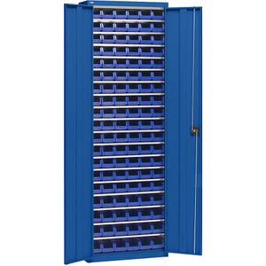 eurokraft pro Materiaalkast met magazijnbakken, hoogte 2000 mm, 18 legborden, gentiaanblauw