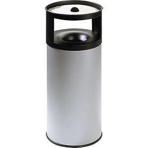 Veiligheidscombi-asbak, vlamdovend, plaatstaal, inhoud 75 l, h x Ø = 900 x 380 mm, grijs
