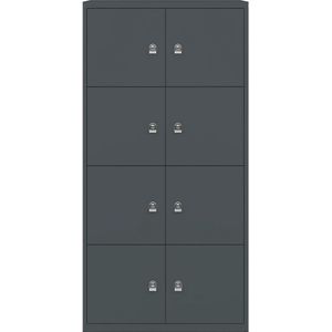 BISLEY LateralFile™ Lodge, met 8 lockers, hoogte per 375 mm, antracietgrijs