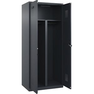 Multifunctionele lockerkast Evolo PLUS, 1 compartiment, scheidingswand ingekort, grijs, b = 800 mm, met voetdoppen, veiligheidsdraaigrendel