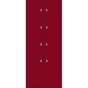 BISLEY LateralFile™ Lodge, met 8 lockers, hoogte 6 x 375 mm, 2 x 755 mm, kardinaalrood