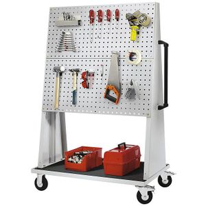 eurokraft pro Perforatieplaat van staal voor gereedschapswagen, l x b = 991 x 457 mm, blank aluminiumkleurig RAL 9006