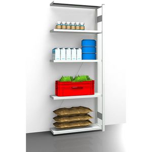 eurokraft pro Hygiënische inhaakstelling, stellinghoogte 2350 mm, 5 legborden, b x d = 975 x 385 mm, aanbouwstelling